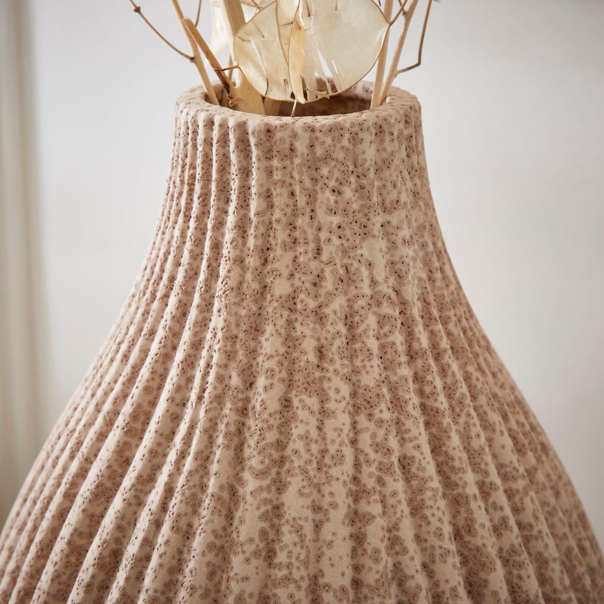 Ribbed Stone Bottle Vase Pebble Stone – image 1