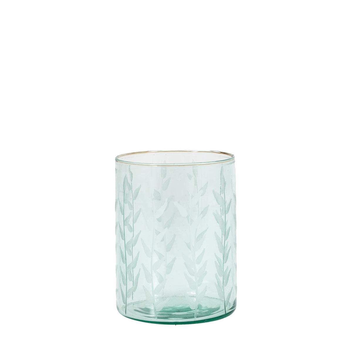 Gedney Large Leaf Printed Glass Vase Green – image 2