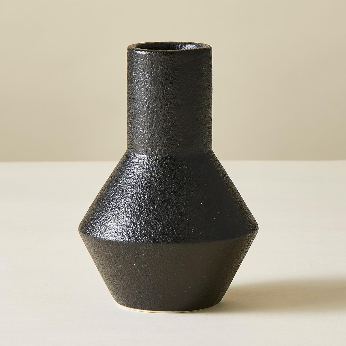Black Textured Ceramic Bud Vase – image 3