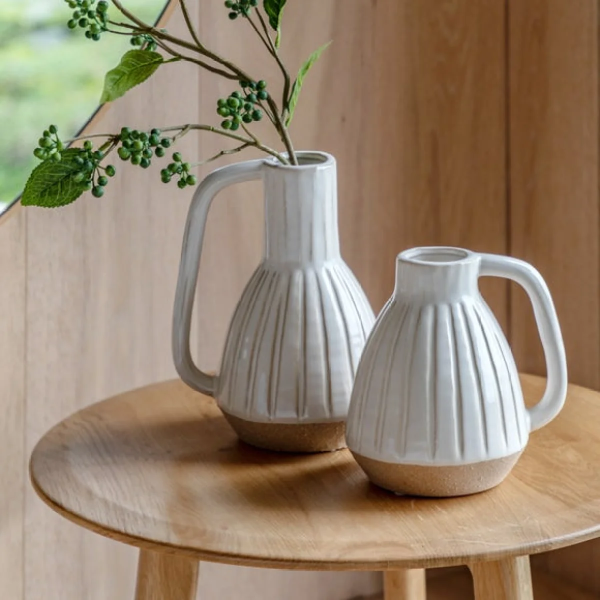 Cedar & Sage Cromer Ceramic Handled White Vase – image 2