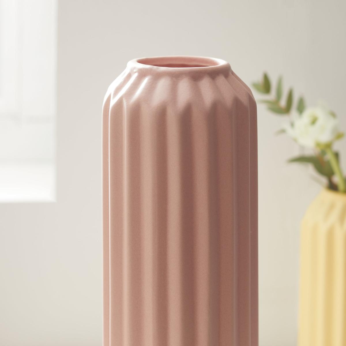 Satin Finish 25cm Ceramic Vase Peach Blush – image 2
