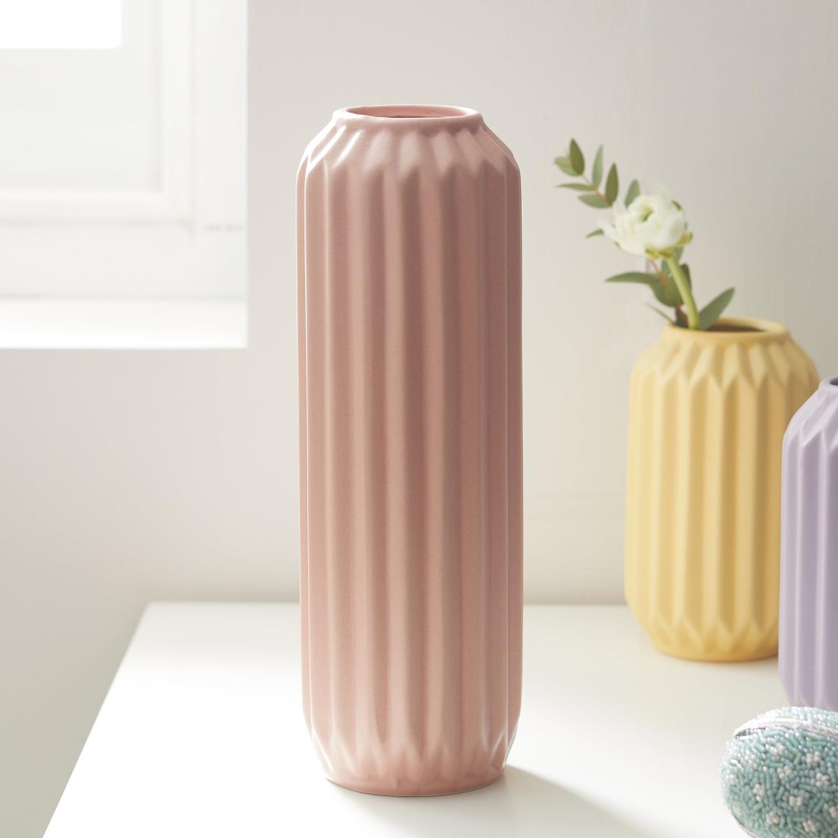 Satin Finish 25cm Ceramic Vase Peach Blush – image 1