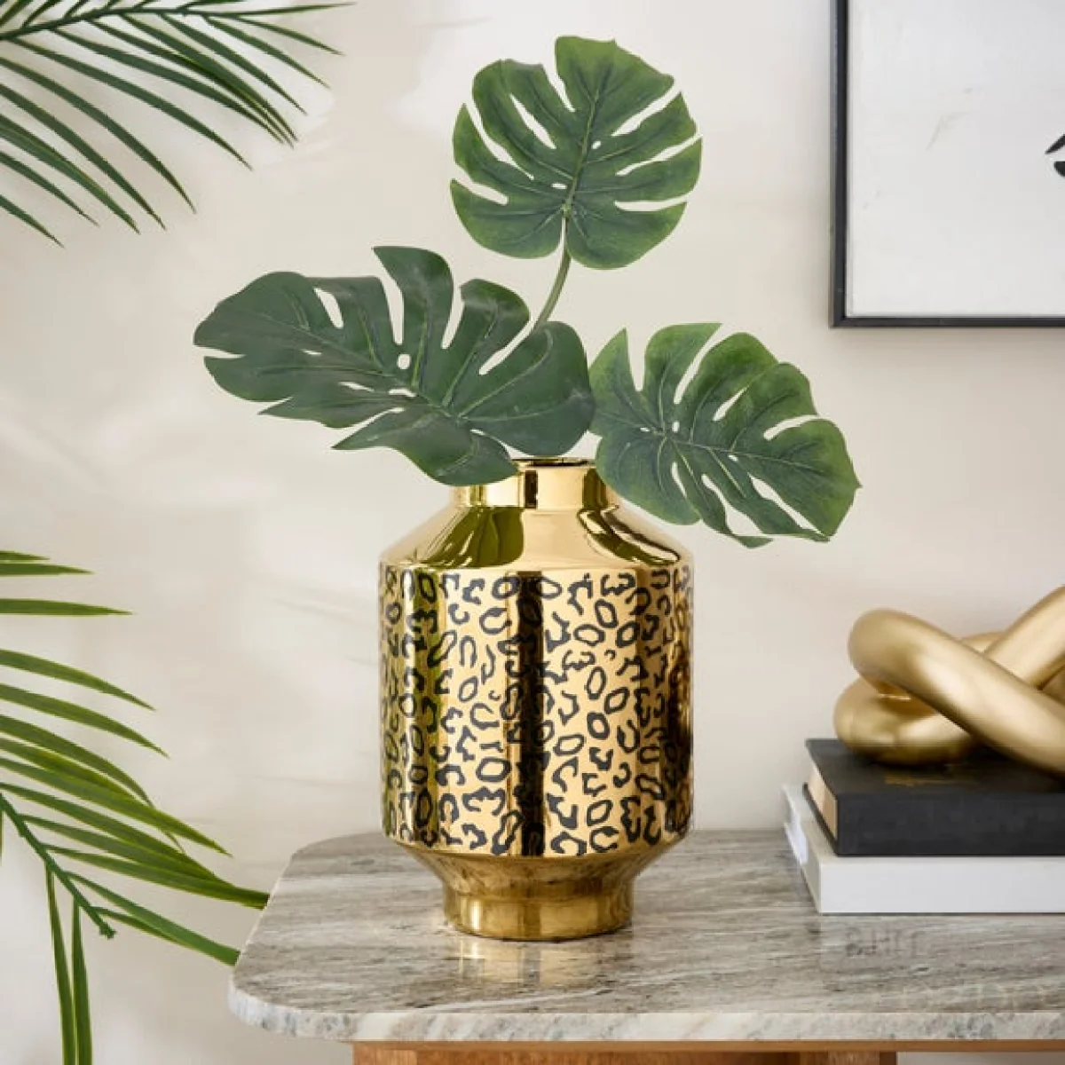 Gold Leopard Print Vase – image 2