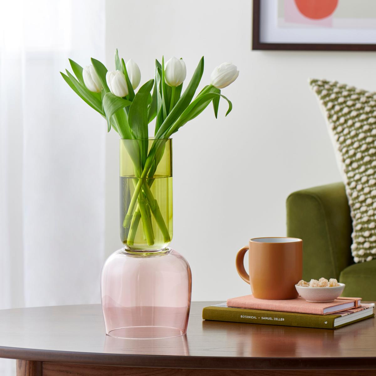 Elements Sculpt Two Tone Green Glass Vase 30cm Green – image 2