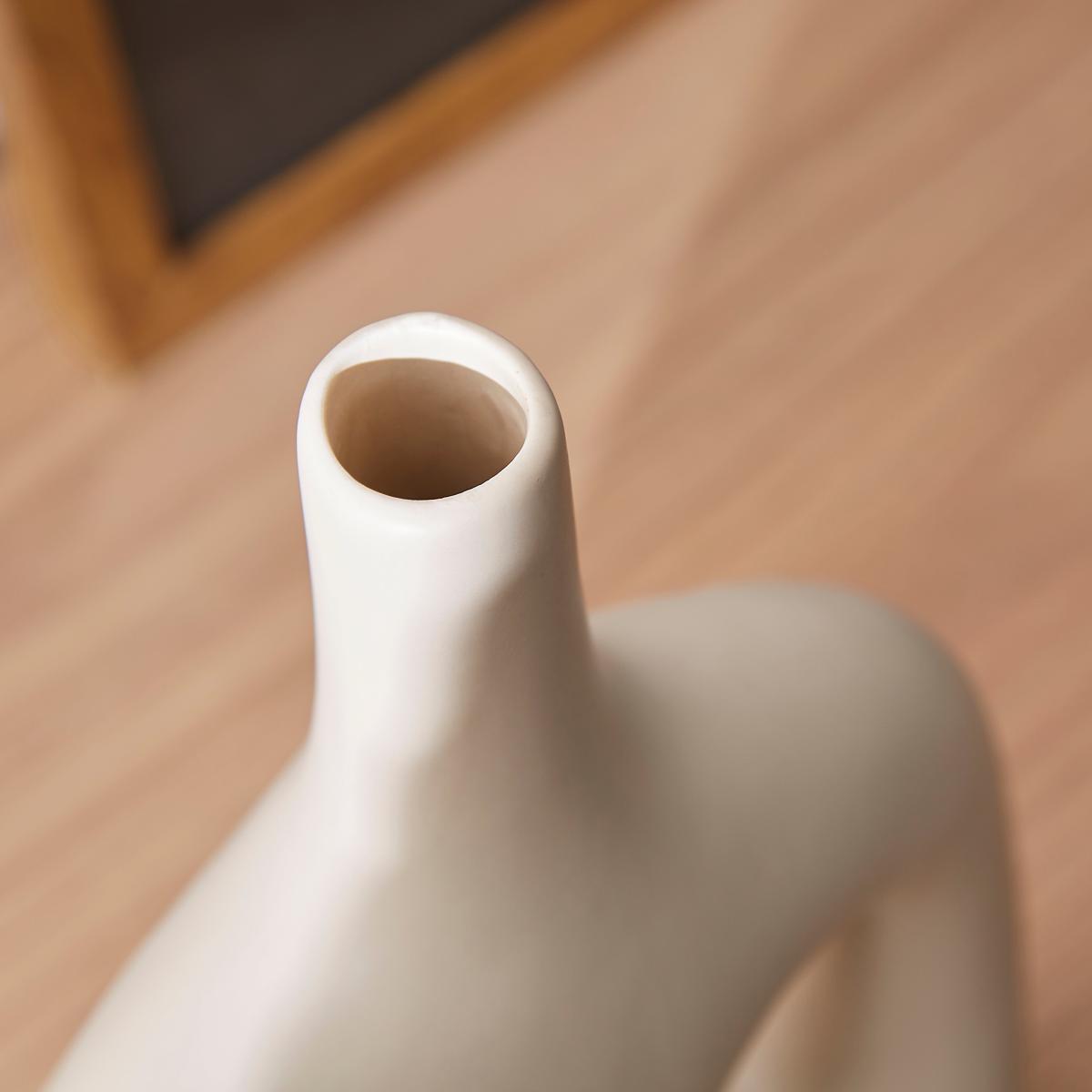 Cream Flat Donut Handle Vase Cream – image 2