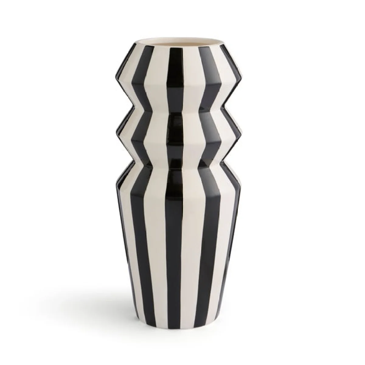 Graphic Striped Angular Black & Cream Vase – image 3
