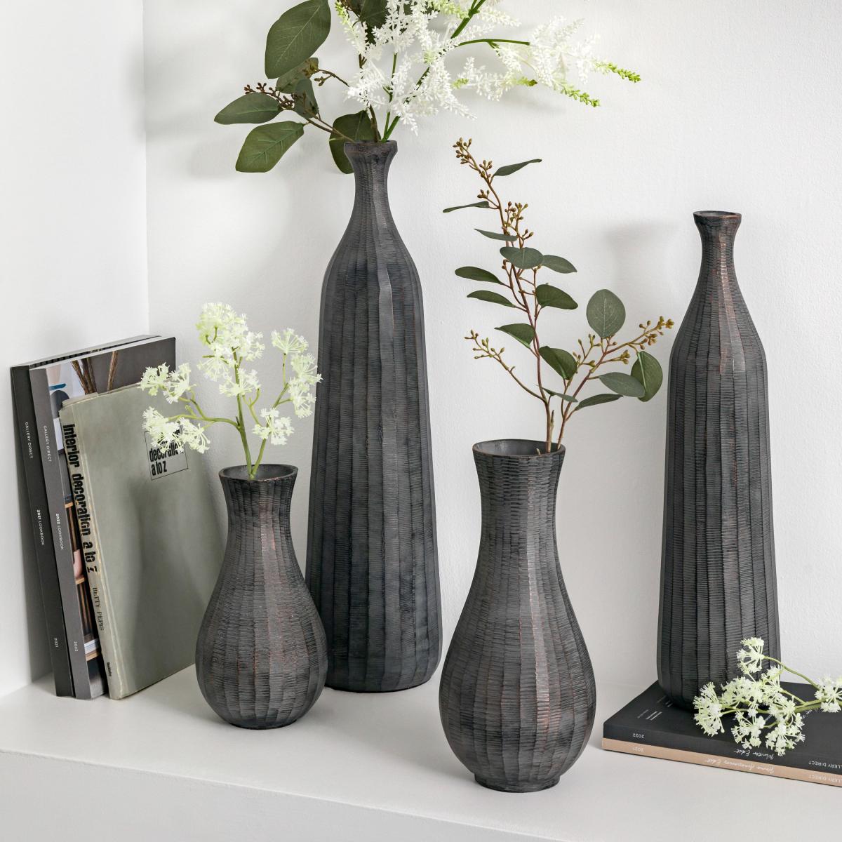 Clopton Medium Antique Grey Metal Bottle Vase Grey – image 2
