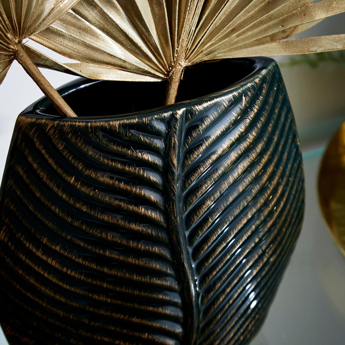 Palm Leaf Vase, 20cm Brown – image 2