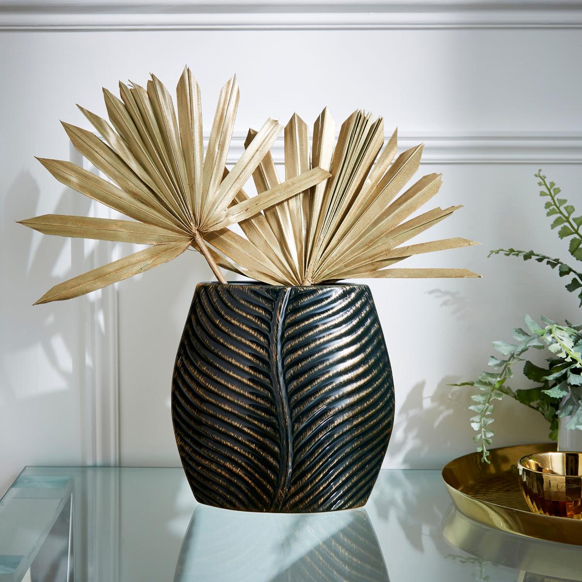 Palm Leaf Vase, 20cm Brown – image 1