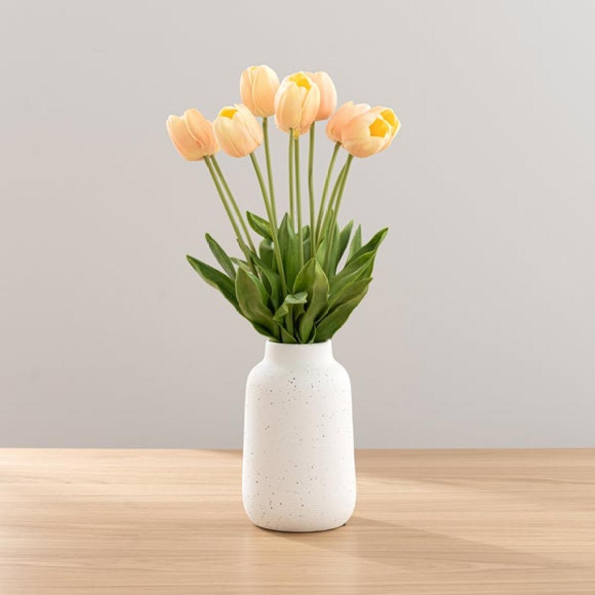 Artificial Tulip Bouquet in Vase & Pear & Gardinia Candle Gift Set – image 2