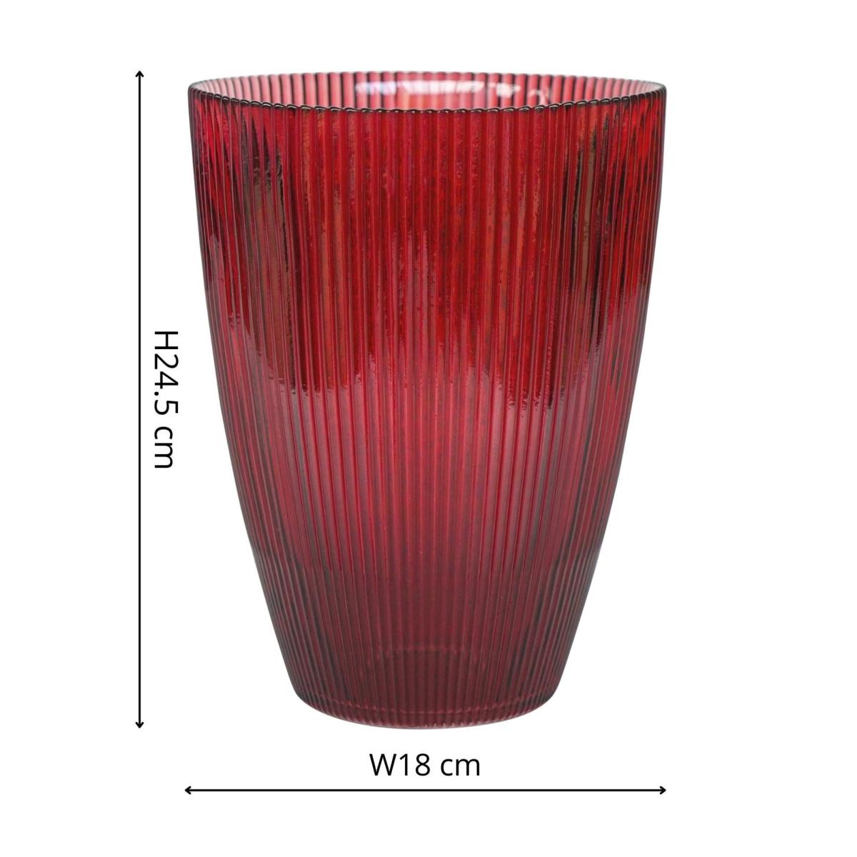 Ribbed Tall Glass Vase Burgundy – image 2