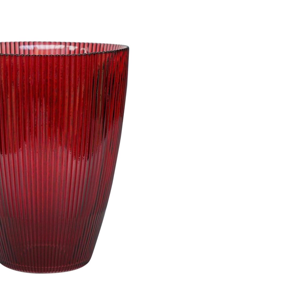 Ribbed Tall Glass Vase Burgundy – image 3