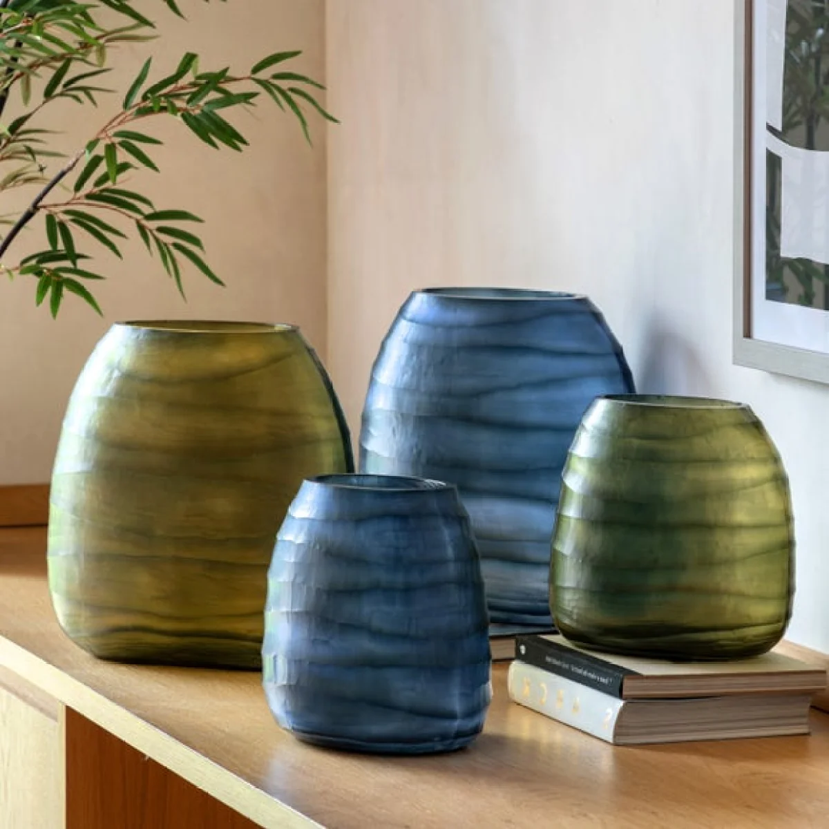 Cedar & Sage Sintra Hand Blown Carved Glass Vase – image 3