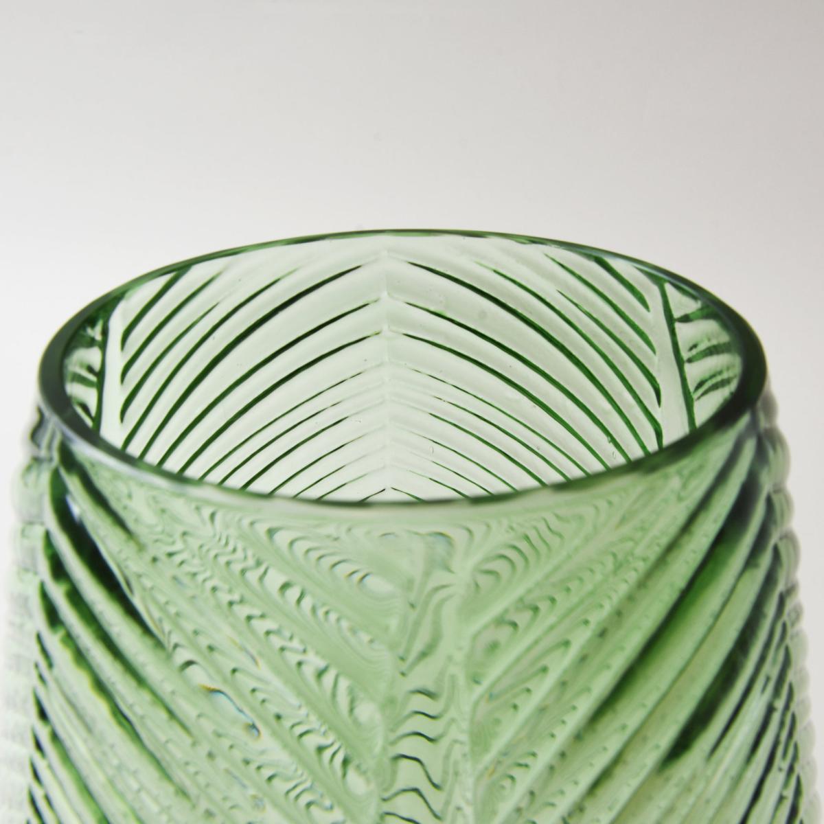 Tall Green Leaf Glass Vase Green – image 2