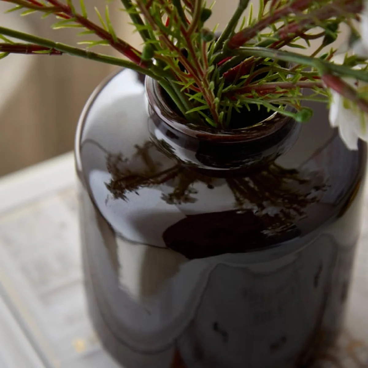 Mini High Gloss Brown Bottle Vase – image 2