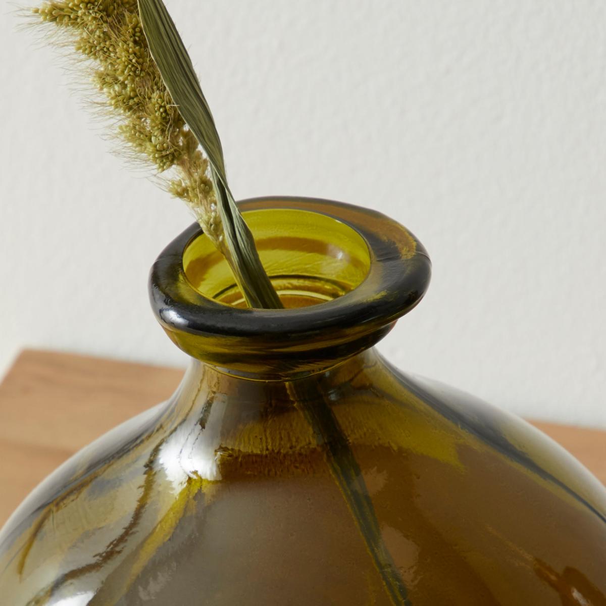 Recycled Glass Vase 18cm Olive Green – image 3