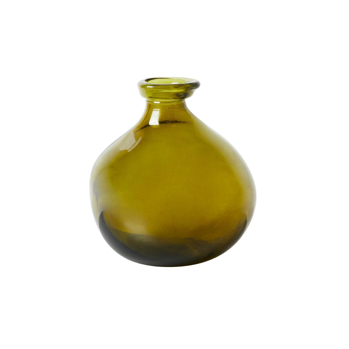 Recycled Glass Vase 18cm Olive Green – image 4