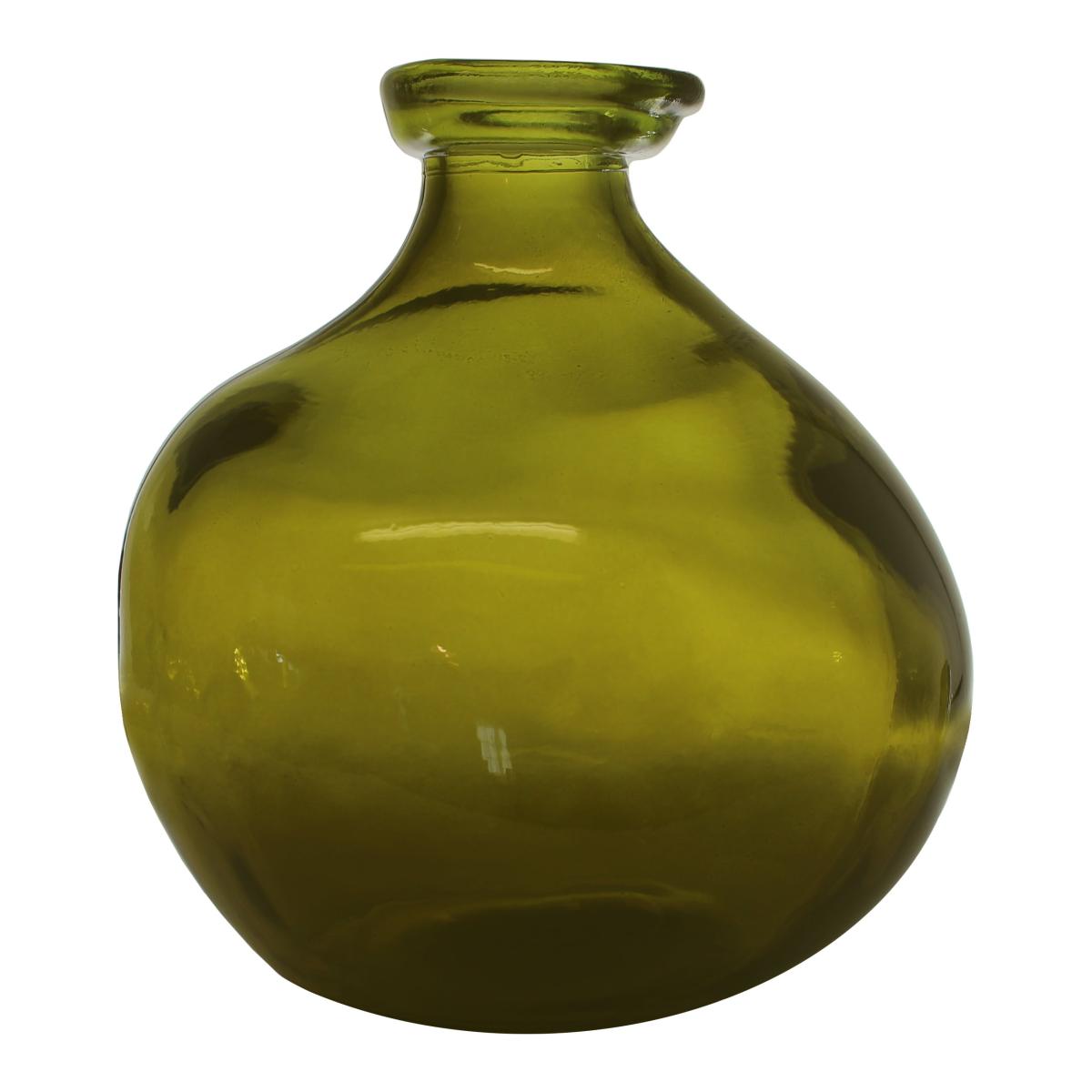 Recycled Glass Vase 18cm Olive Green – image 5