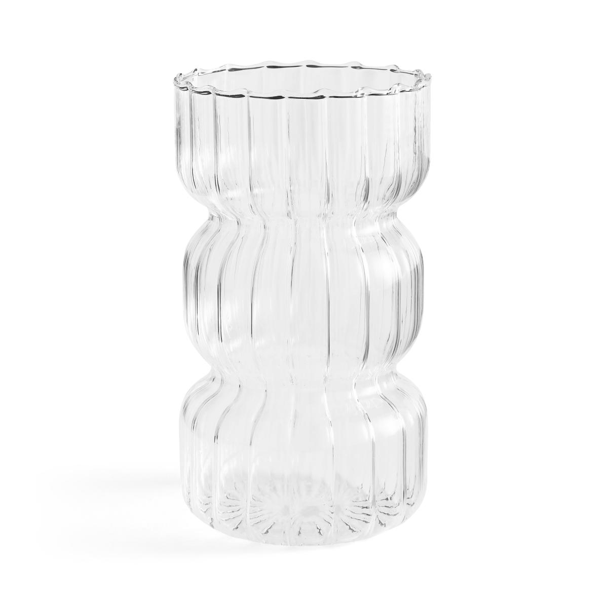 Double Waisted Ribbed Glass Vase – image 3