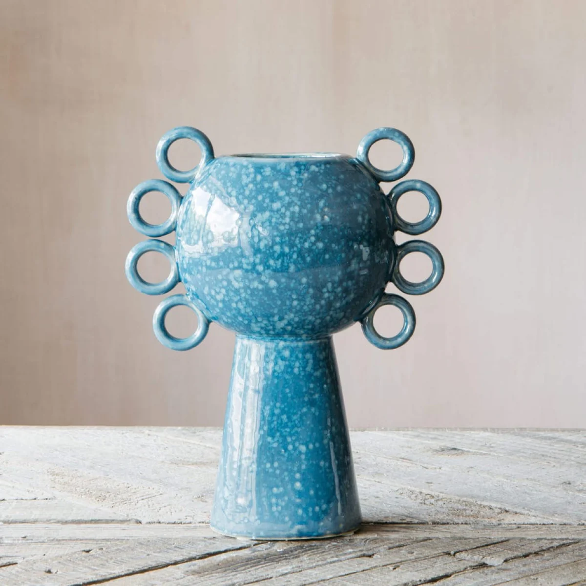 Blue Looped Edge Vase – image 3