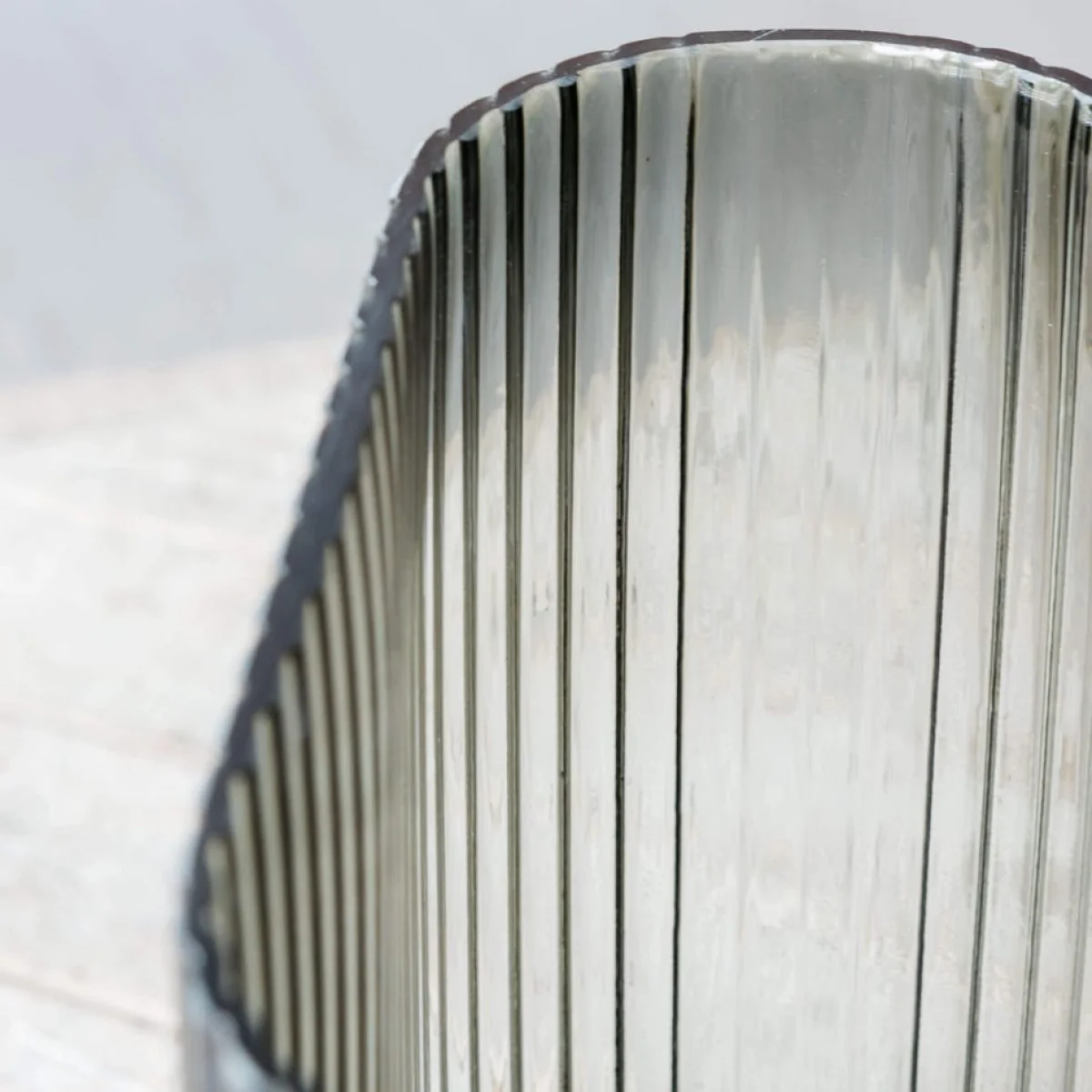 Grey Oblong Ribbed Glass Vase – image 5
