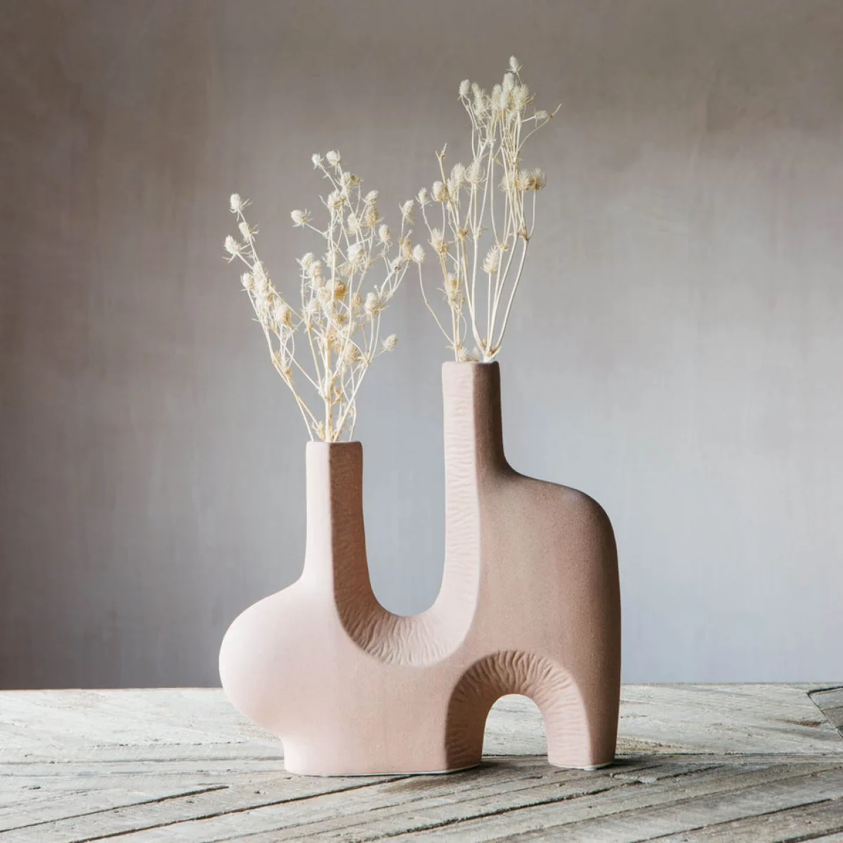 Terracotta Abstract Twin Vase – image 2