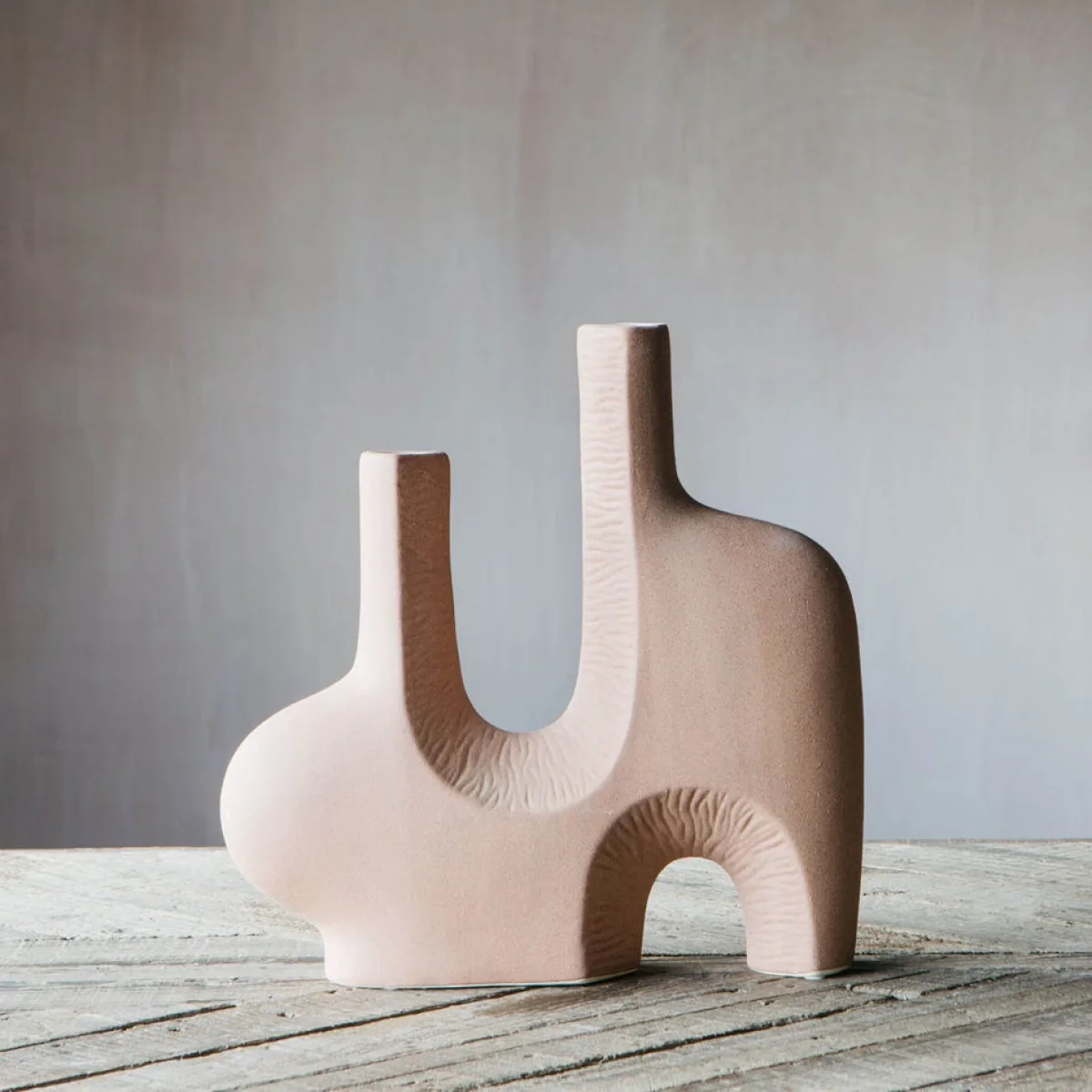 Terracotta Abstract Twin Vase – image 3
