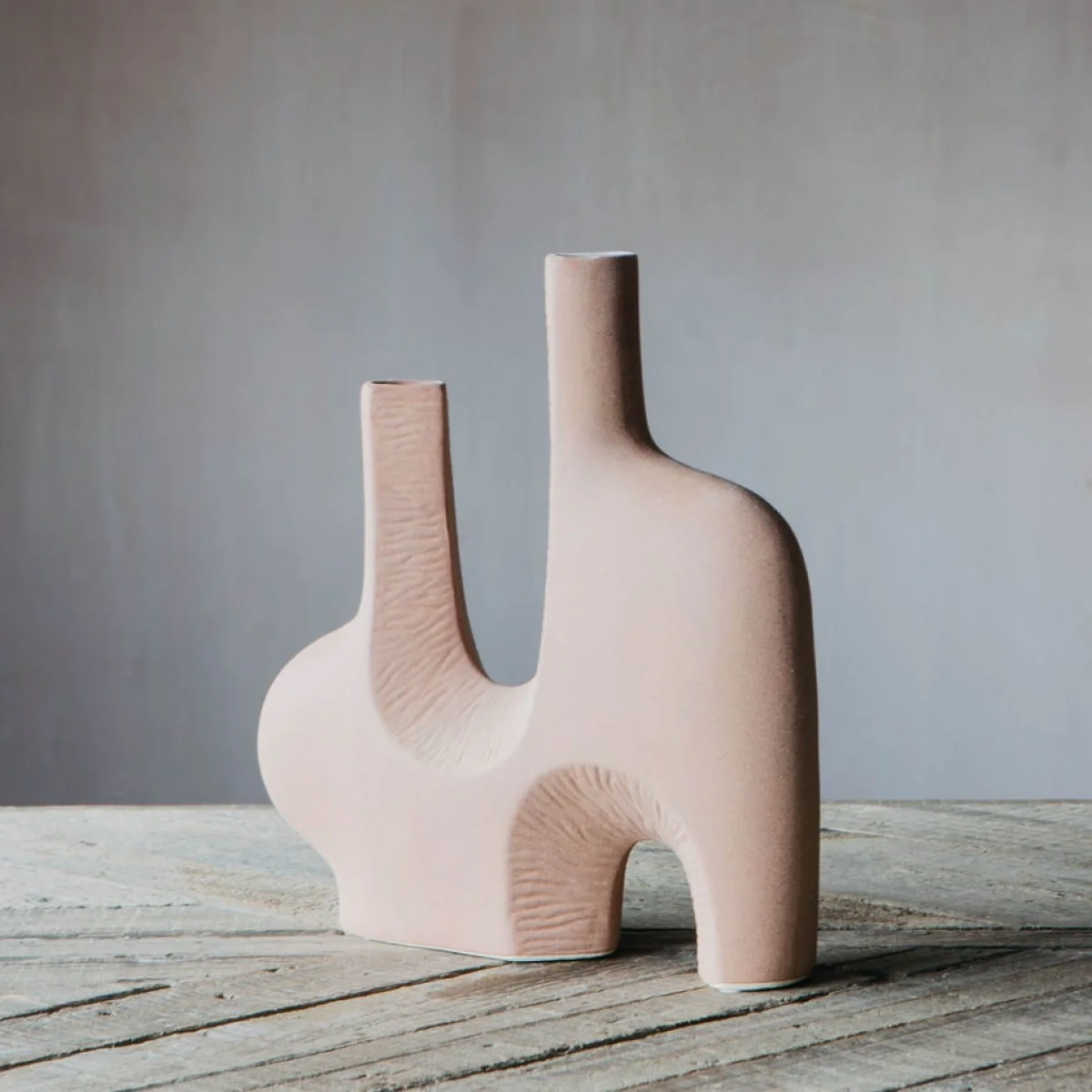 Terracotta Abstract Twin Vase – image 1
