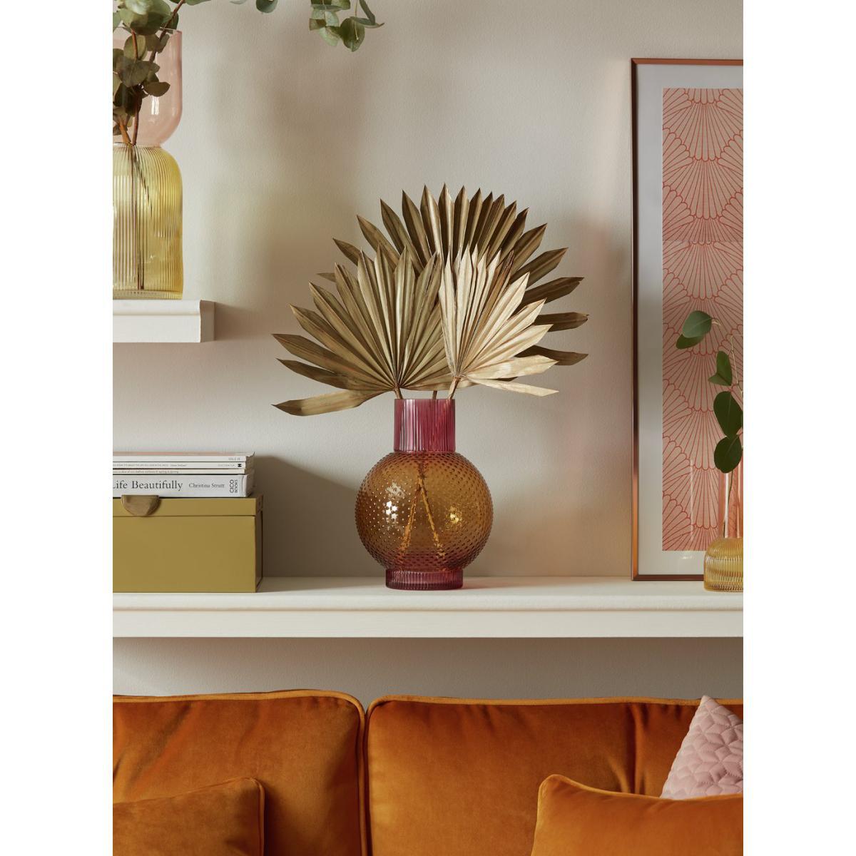 Habitat Textured Glass Vase - Gold & Pink – image 3