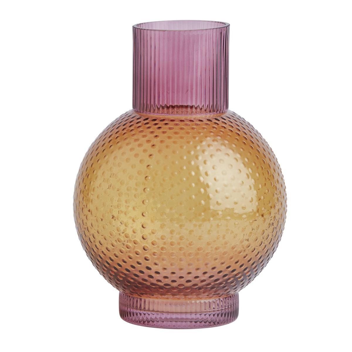 Habitat Textured Glass Vase - Gold & Pink – image 4