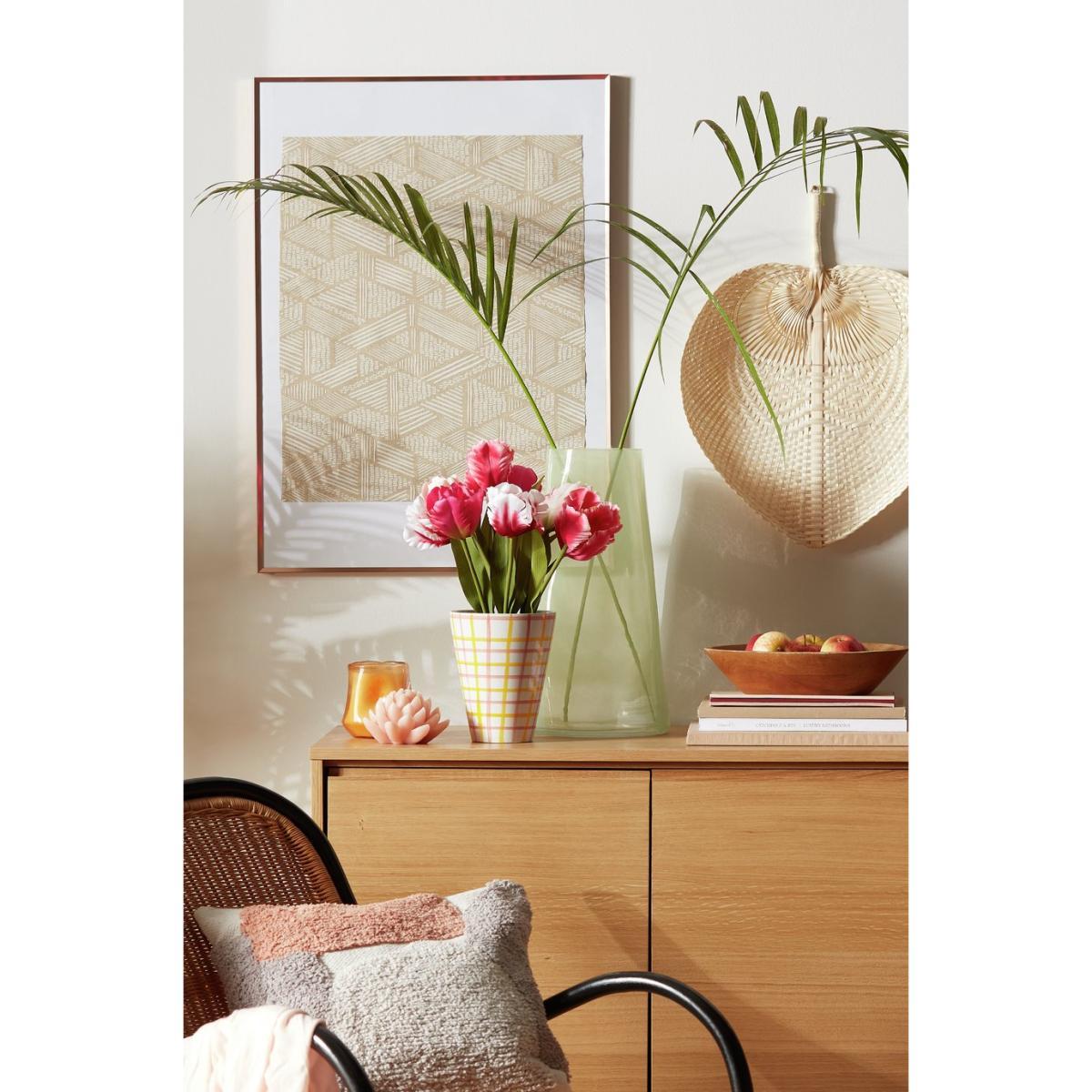 Habitat Faux Tulips in Check Vase - Multi – image 2