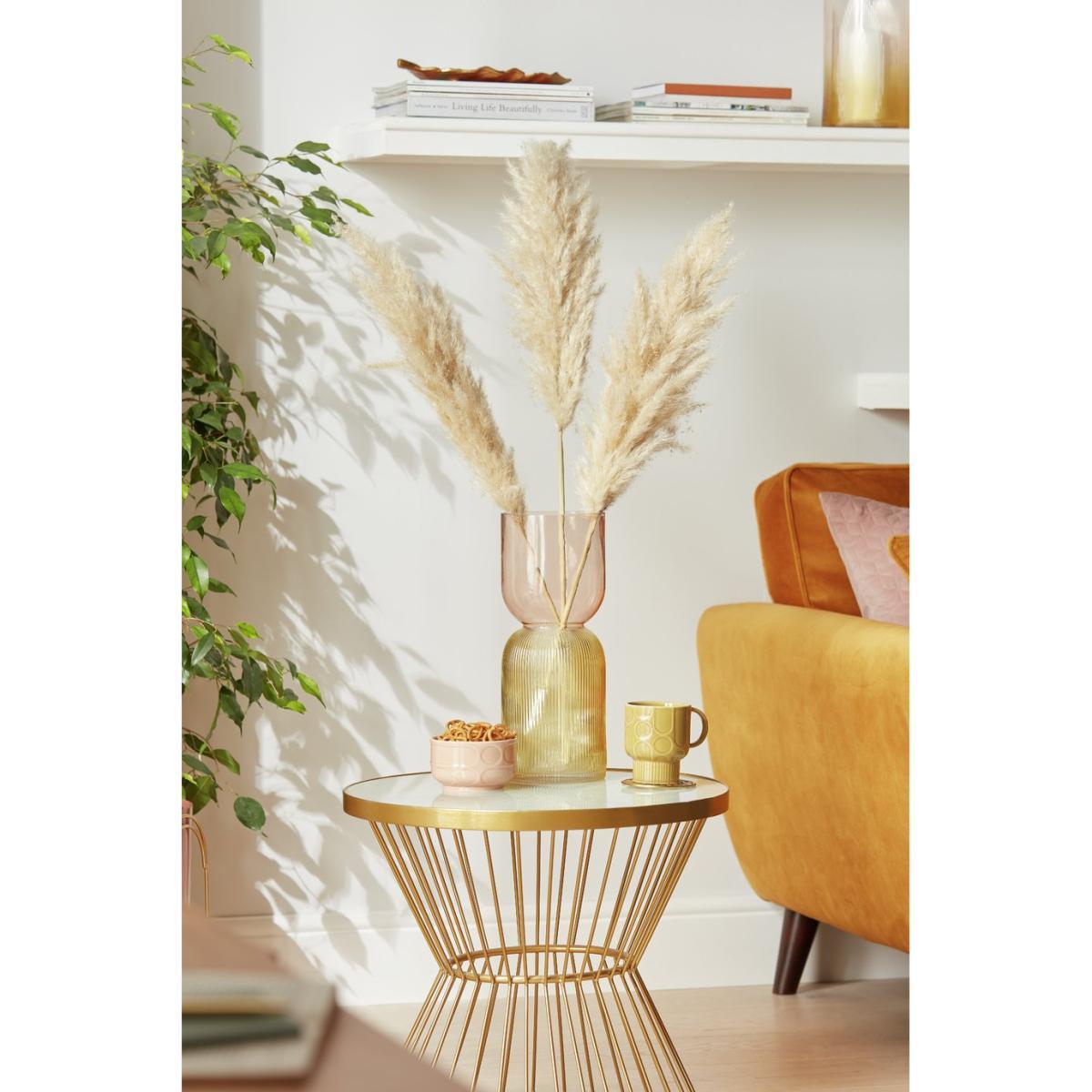 Habitat Ribbed Glass Vase - Gold & Pink – image 3