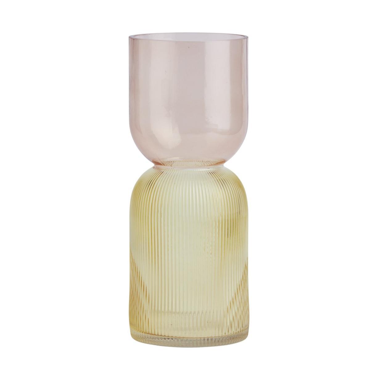 Habitat Ribbed Glass Vase - Gold & Pink – image 4