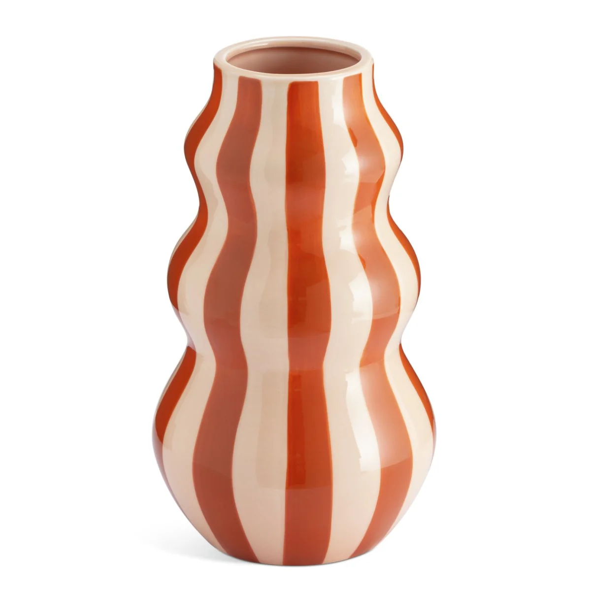 Habitat Stripe Ceramic Orange Vase – image 2