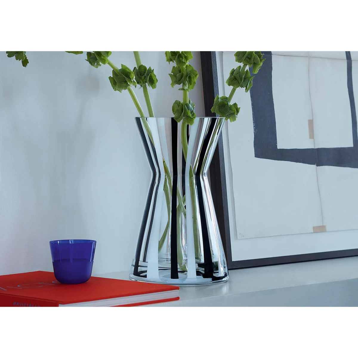 LSA Stripe Vase Black/White 32cm – image 3
