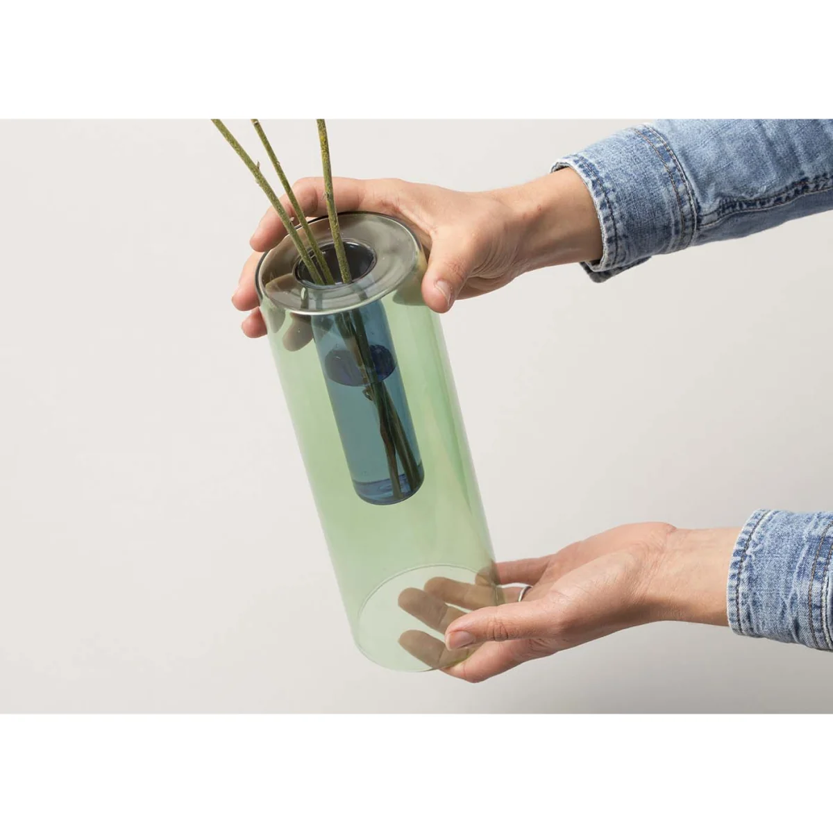 Block Design Block Reversible Vase Green & Blue Large – image 3