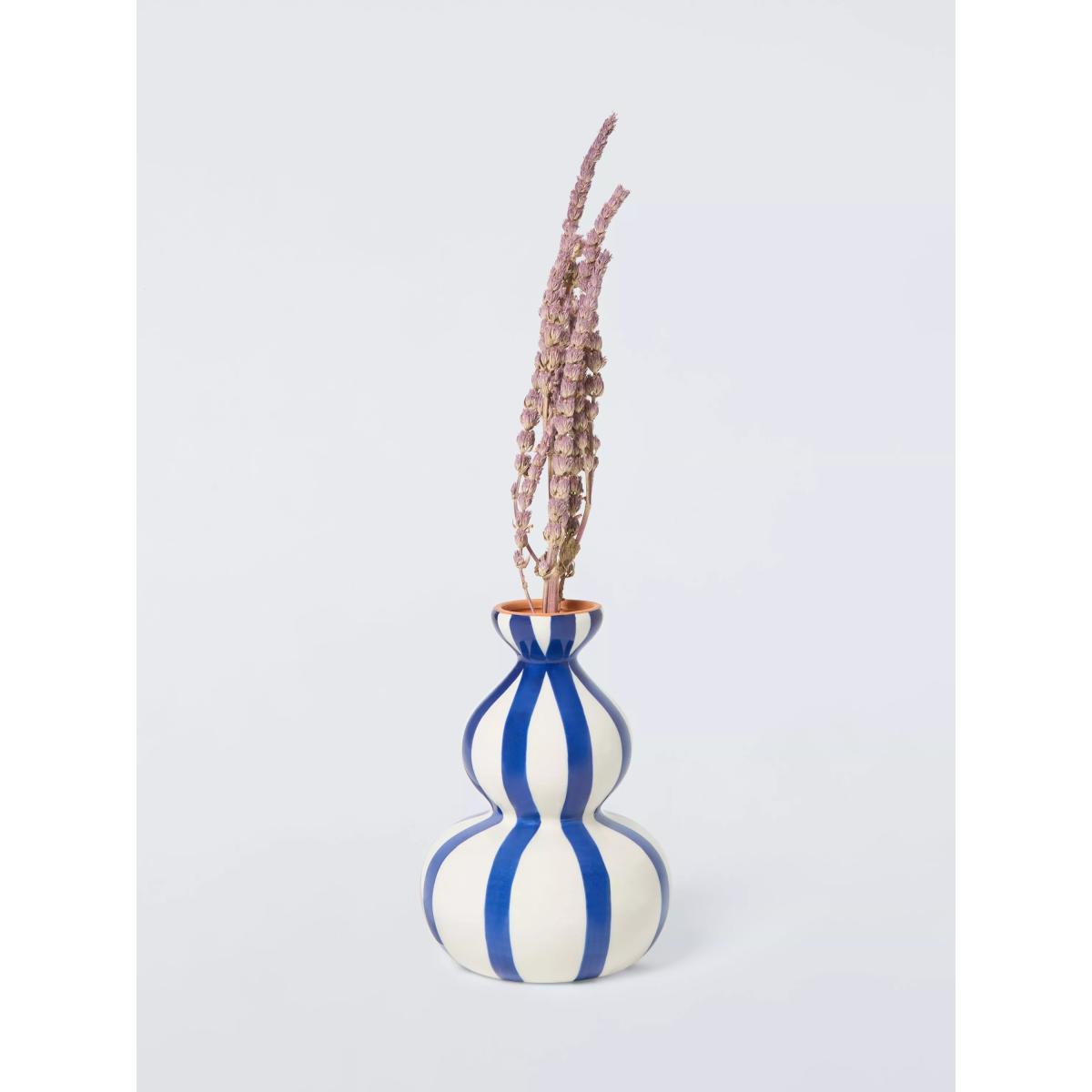 John Lewis Hand Painted Striped Curved Ceramic Vase, H19cm – image 2