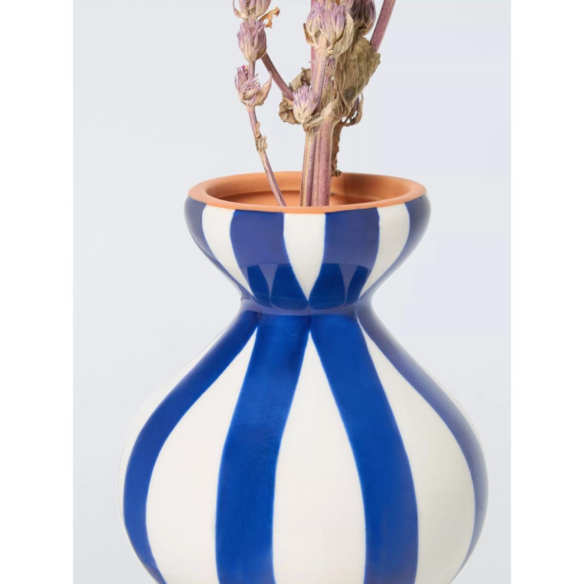 John Lewis Hand Painted Striped Curved Ceramic Vase, H19cm – image 3