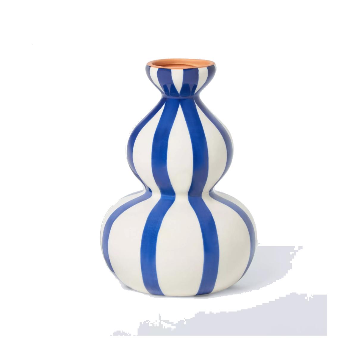 John Lewis Hand Painted Striped Curved Ceramic Vase, H19cm – image 1