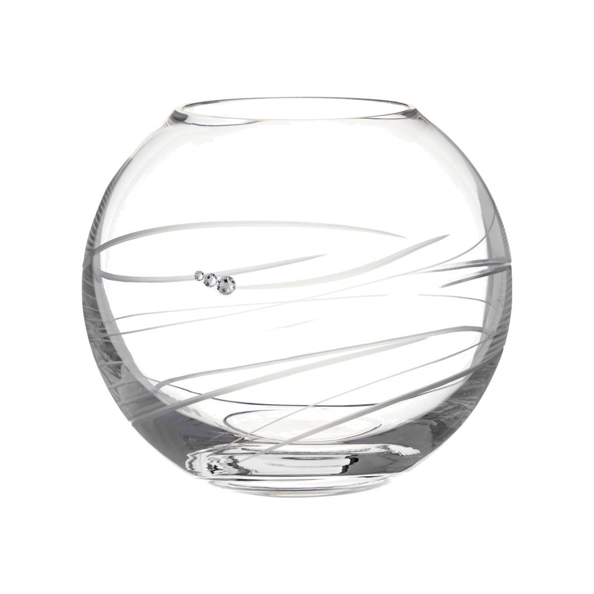 Dartington Crystal Rhumba Spherical Vase, H13cm, Clear