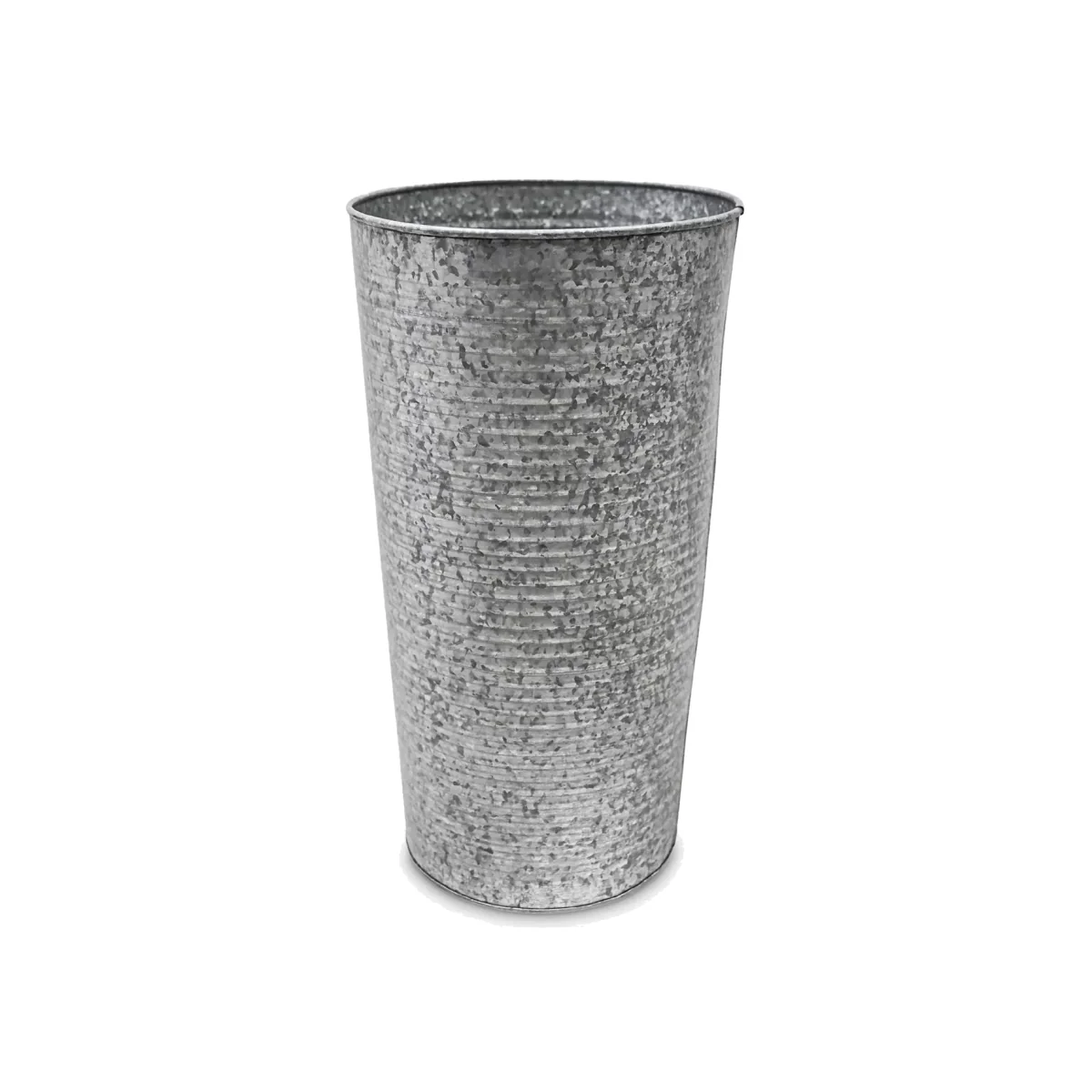 Ivyline Ribbed Galvanised Steel Vase Outdoor Planter, Silver