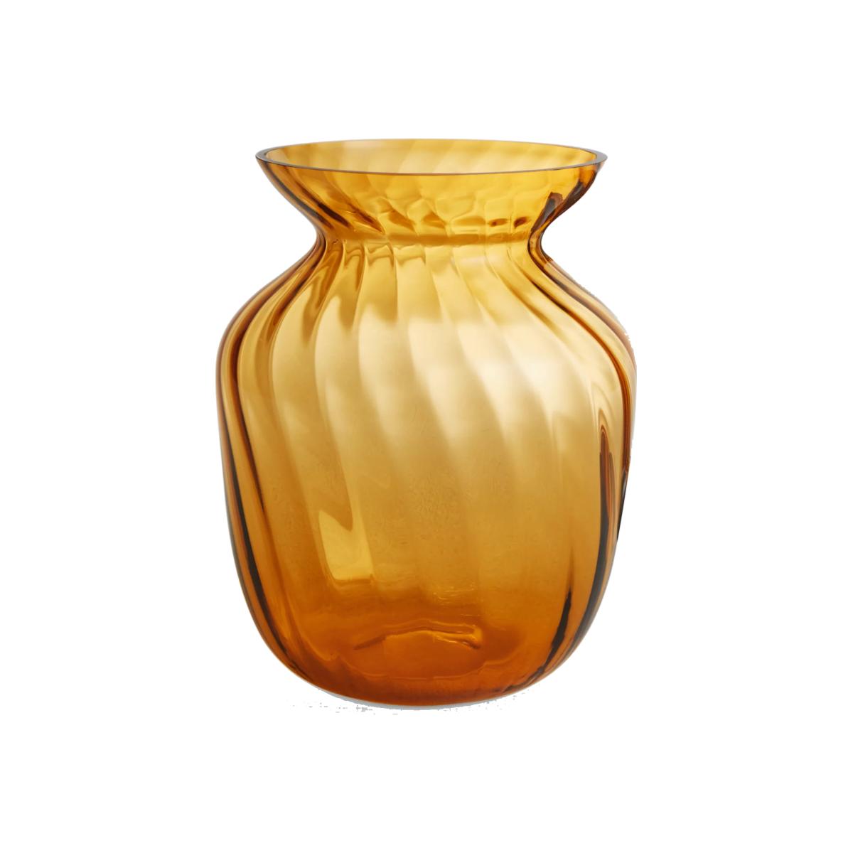 John Lewis Wave Glass Vase with Handle, 22cm, Amber – image 1