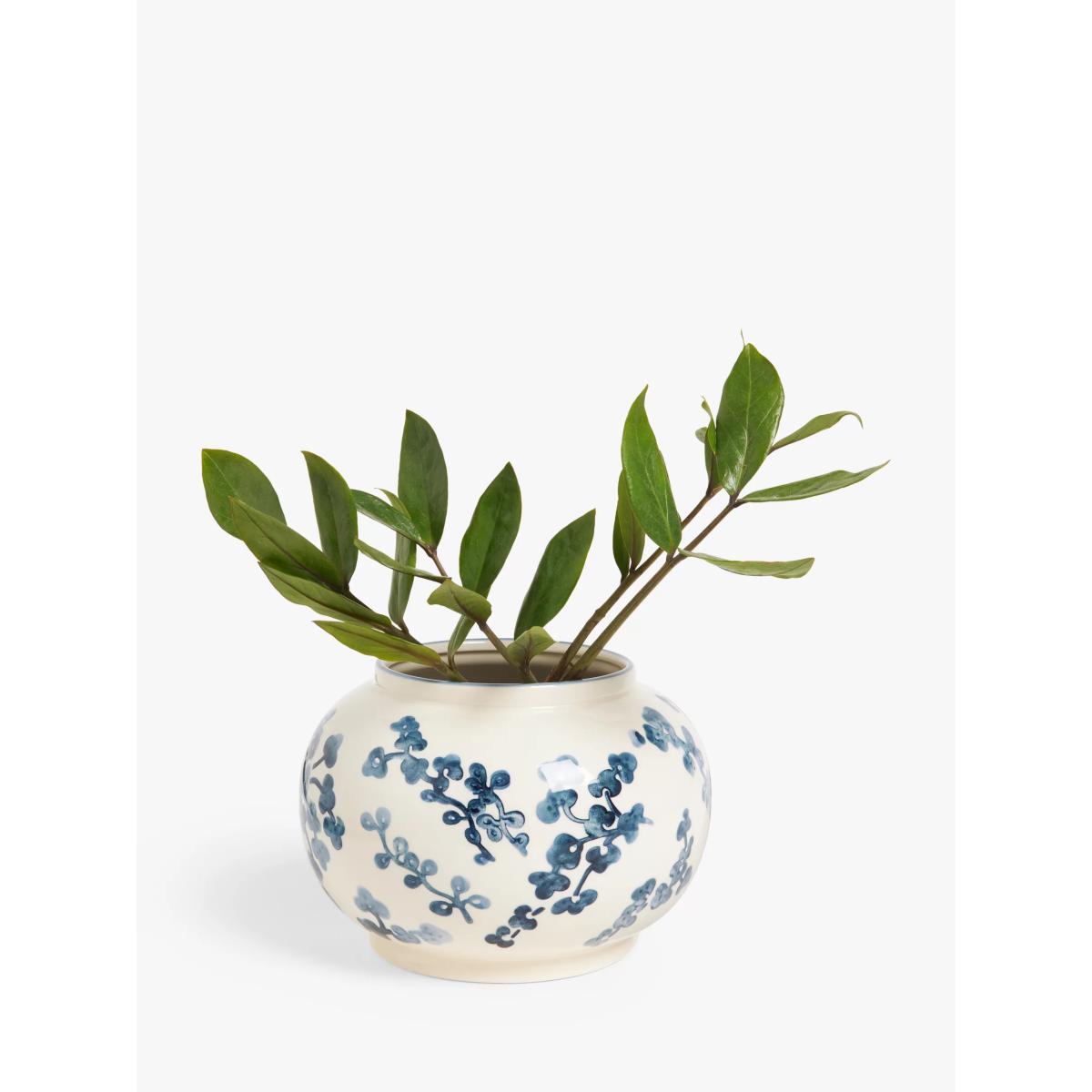 John Lewis Hand Painted Floral Stoneware Vase, H15cm, Blue/White – image 2