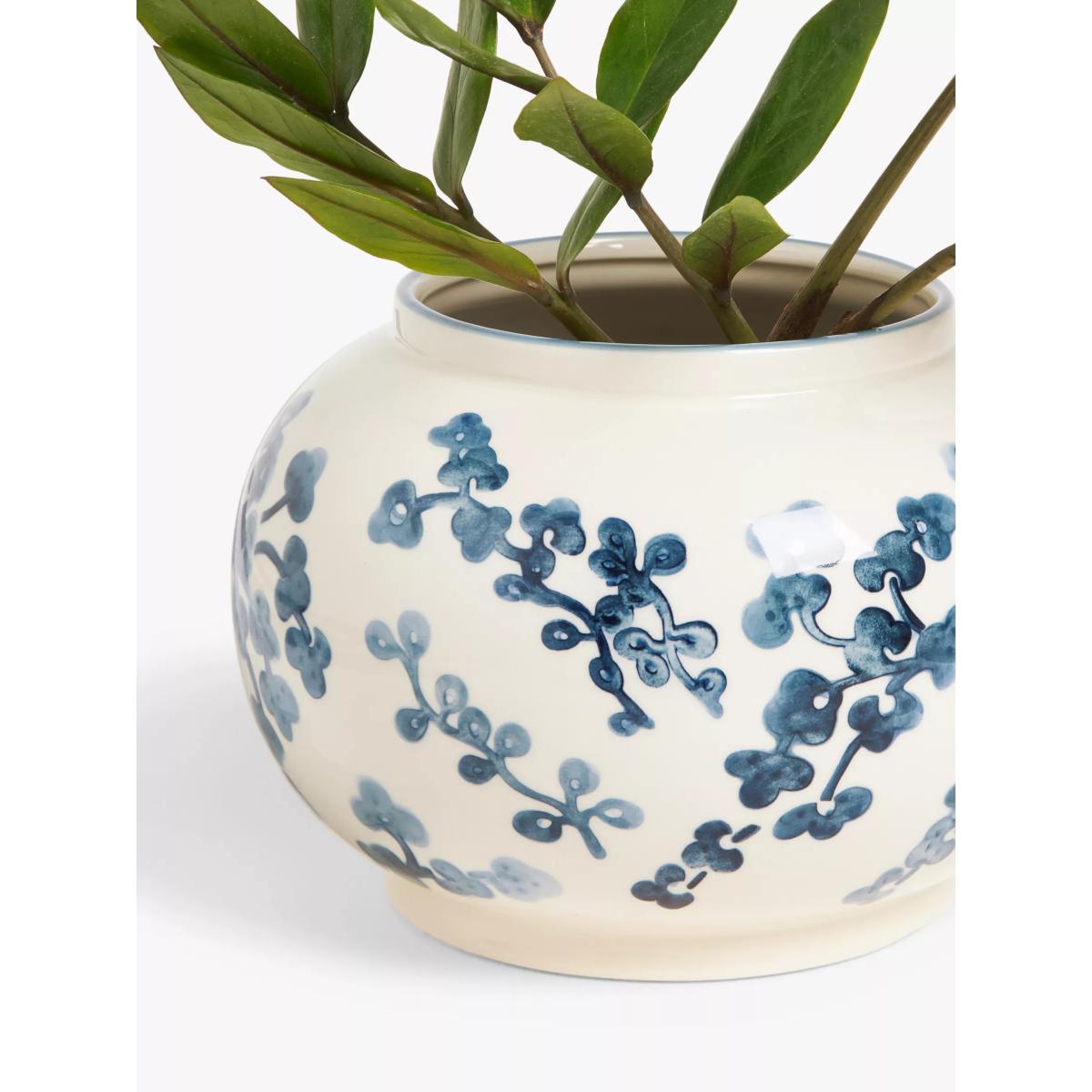 John Lewis Hand Painted Floral Stoneware Vase, H15cm, Blue/White – image 3