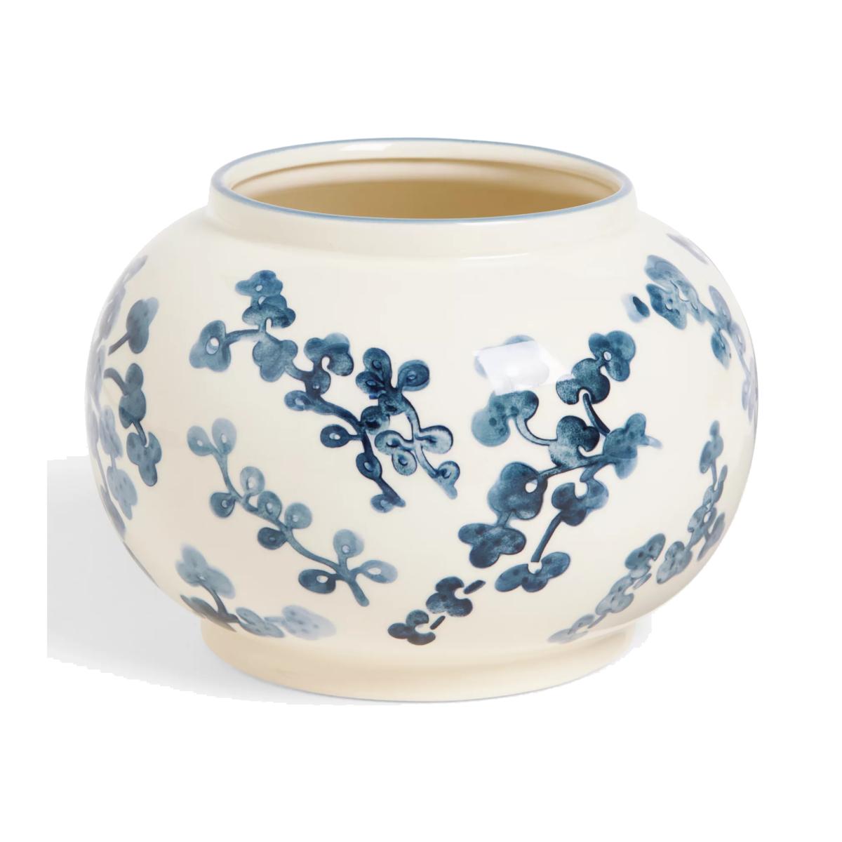 John Lewis Hand Painted Floral Stoneware Vase, H15cm, Blue/White – image 1