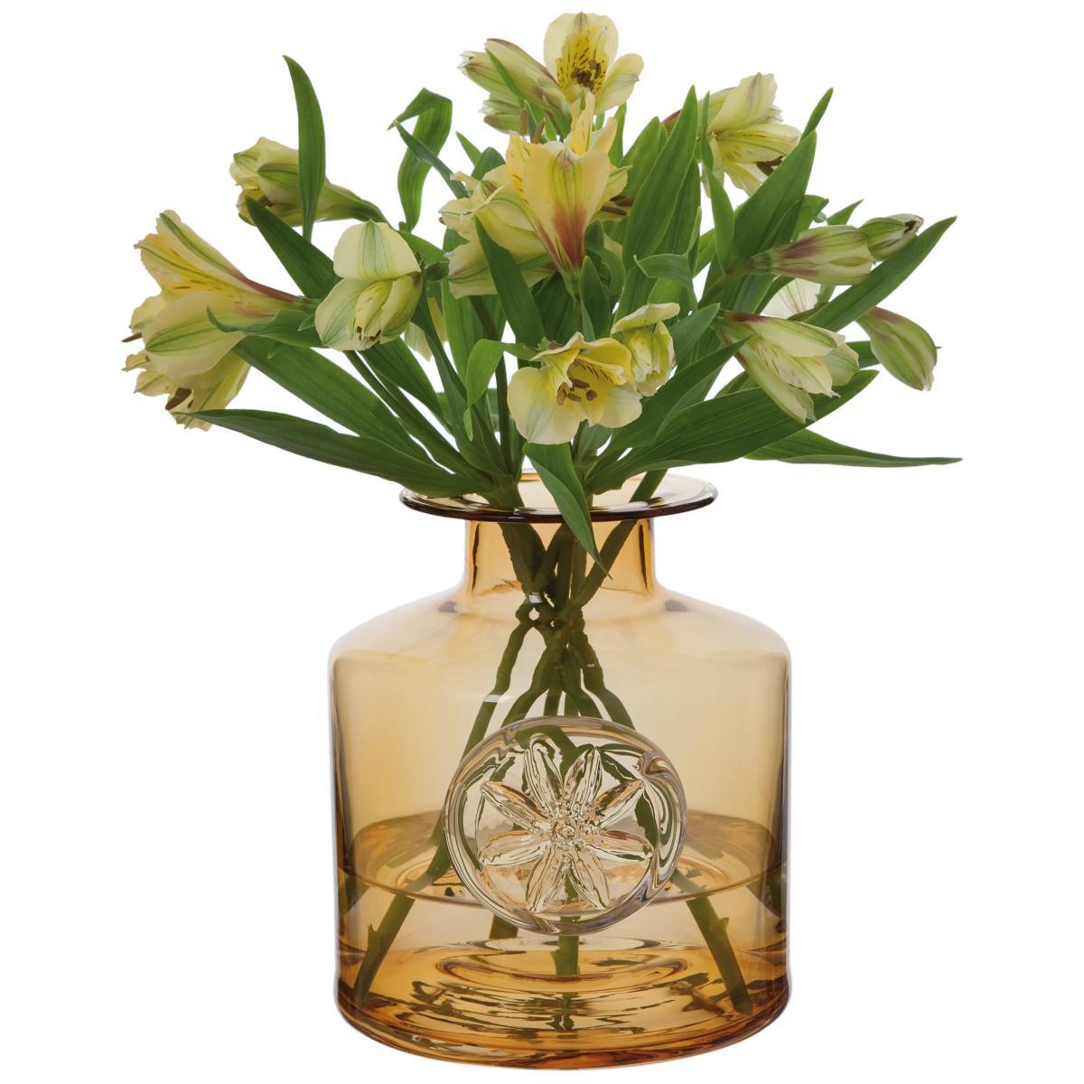 Dartington Crystal Clematis Flower Bottle Vase, Amber, H15cm – image 2