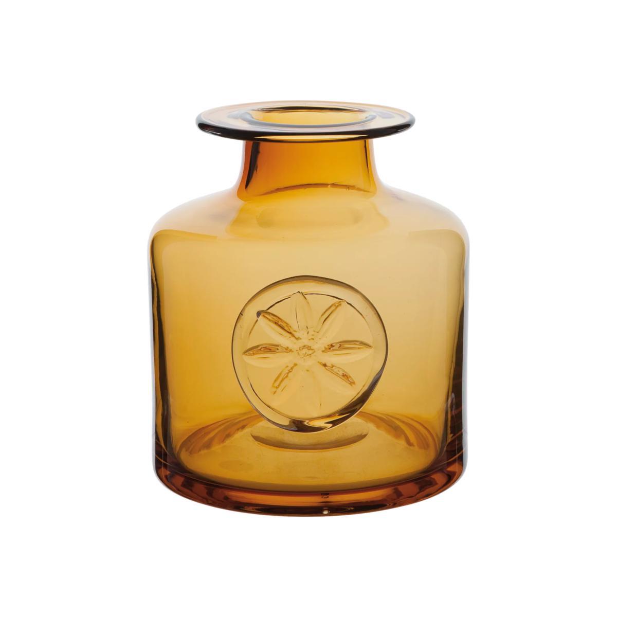 Dartington Crystal Clematis Flower Bottle Vase, Amber, H15cm – image 1