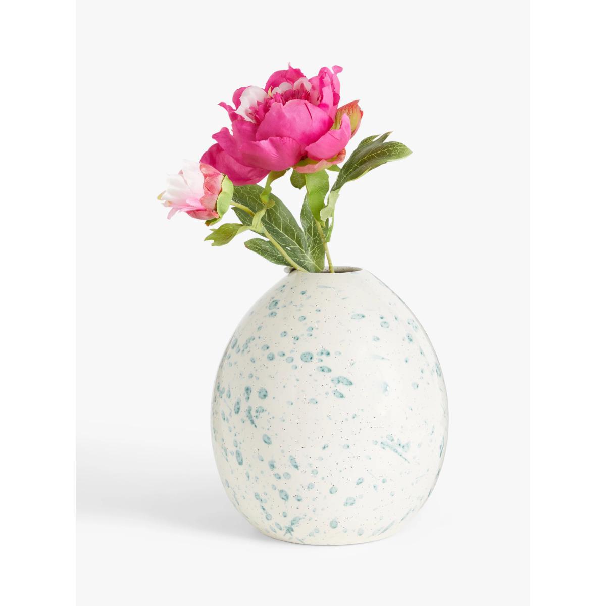 ANYDAY John Lewis & Partners Speckle Egg Vase, H20cm, White/Blue – image 2