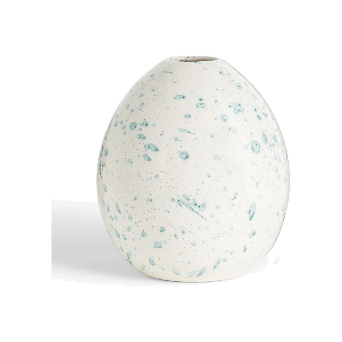 ANYDAY John Lewis & Partners Speckle Egg Vase, H20cm, White/Blue – image 1
