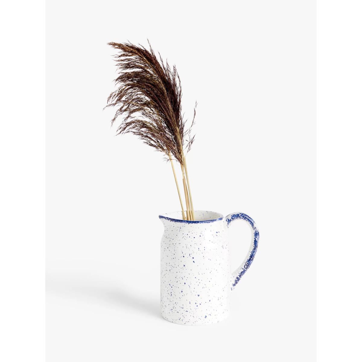 John Lewis & Partners Speckled Jug Vase, H19cm, White/Blue – image 2